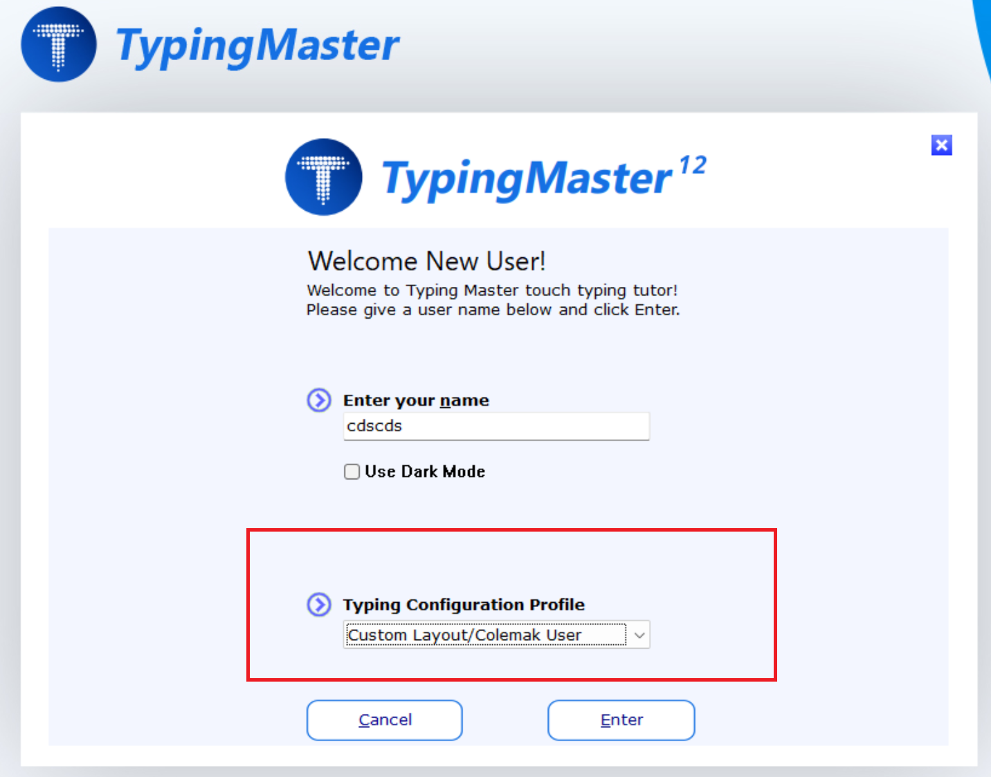 TypingMaster Custom Layout Selection