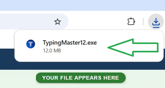 Clicking TypingMaster12.exe in the Chrome Downloads panel